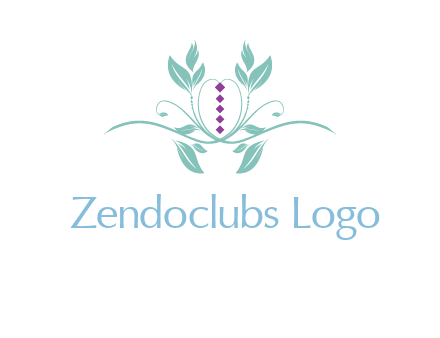 leaves and vines with puple gems logo