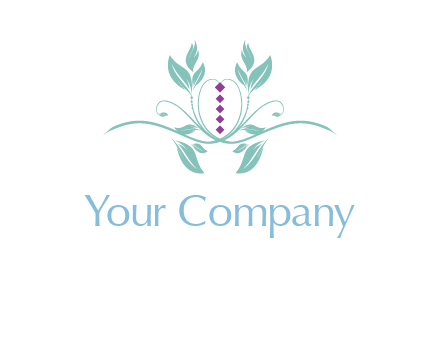 leaves and vines with puple gems logo