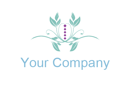 leaves and vines with puple gems logo