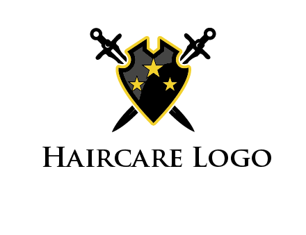 swords crossed behind shield graphic