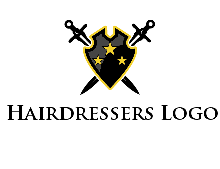swords crossed behind shield graphic