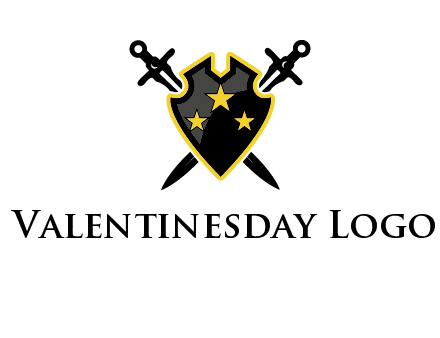 swords crossed behind shield graphic