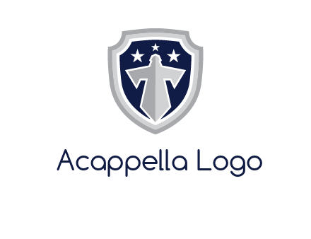 stars with sword in shield security logo