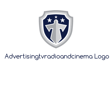 stars with sword in shield security logo