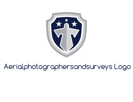 stars with sword in shield security logo