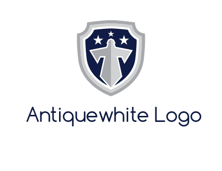 stars with sword in shield security logo