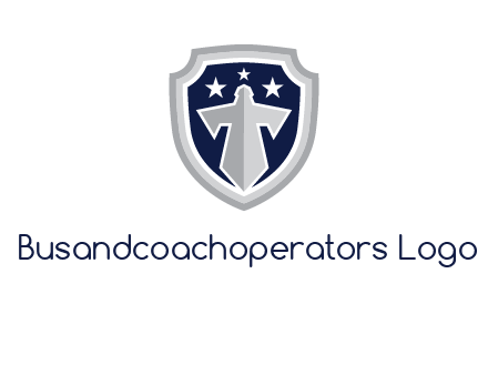 stars with sword in shield security logo
