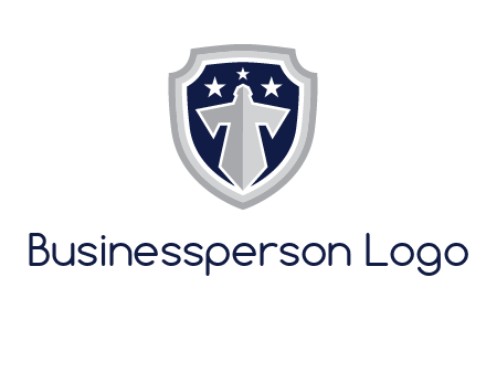 stars with sword in shield security logo