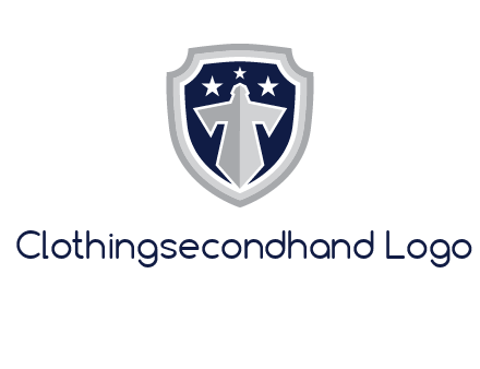 stars with sword in shield security logo
