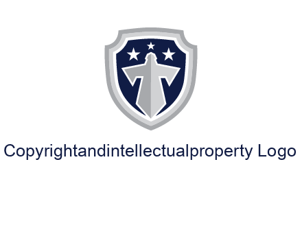 stars with sword in shield security logo