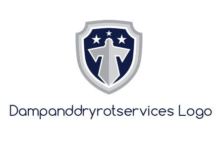 stars with sword in shield security logo