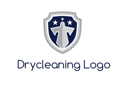 stars with sword in shield security logo