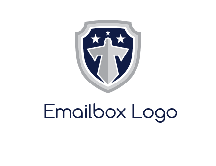 stars with sword in shield security logo
