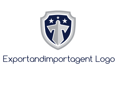 stars with sword in shield security logo