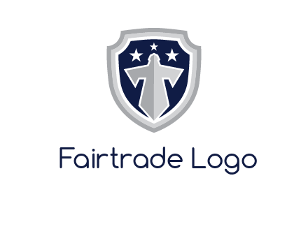 stars with sword in shield security logo