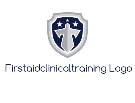 stars with sword in shield security logo