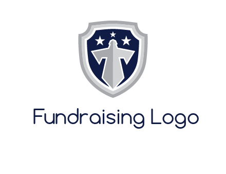 stars with sword in shield security logo