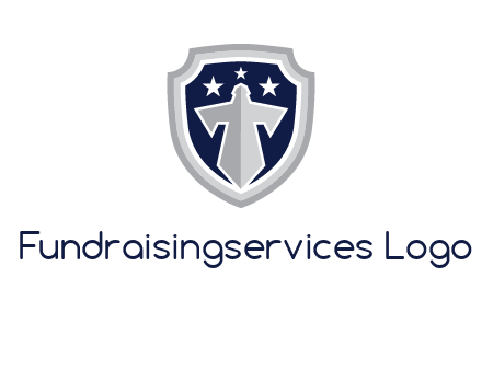stars with sword in shield security logo