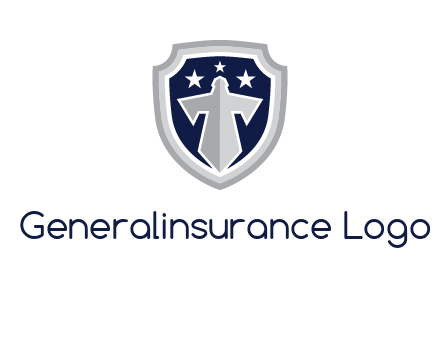 stars with sword in shield security logo