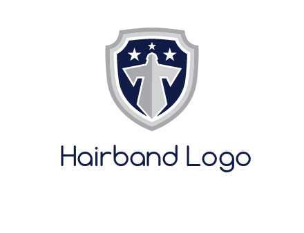 stars with sword in shield security logo