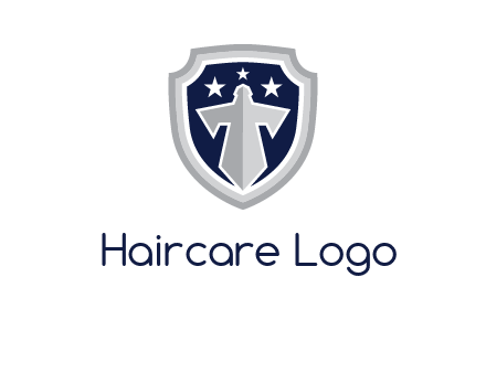 stars with sword in shield security logo