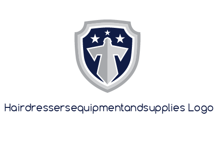stars with sword in shield security logo