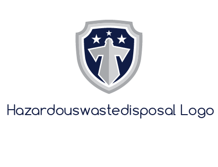 stars with sword in shield security logo