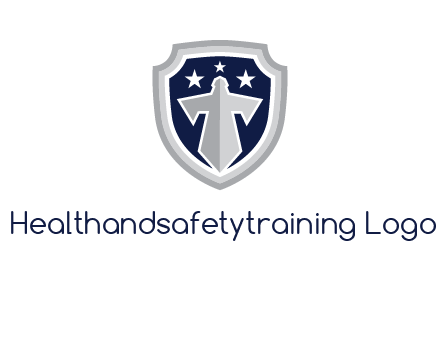 stars with sword in shield security logo