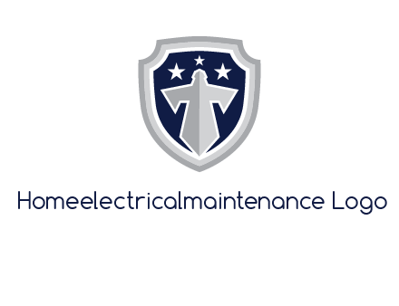 stars with sword in shield security logo