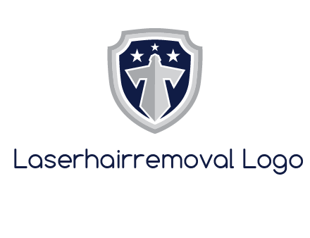 stars with sword in shield security logo