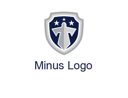 stars with sword in shield security logo