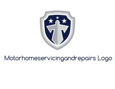 stars with sword in shield security logo