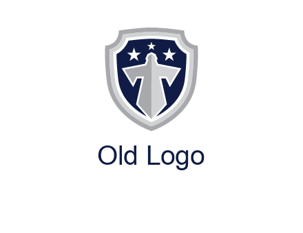 stars with sword in shield security logo