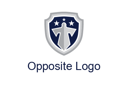 stars with sword in shield security logo