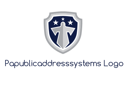 stars with sword in shield security logo