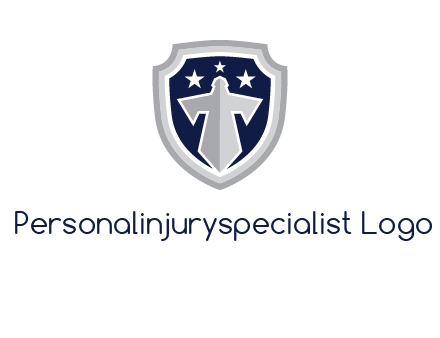 stars with sword in shield security logo