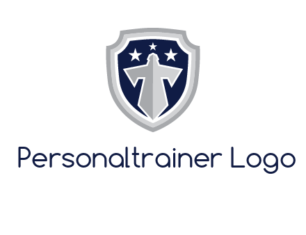 stars with sword in shield security logo