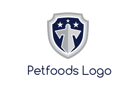 stars with sword in shield security logo