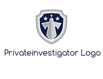stars with sword in shield security logo