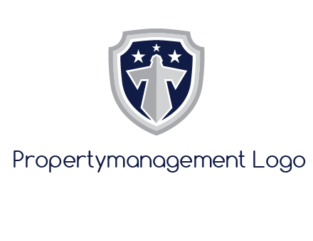 stars with sword in shield security logo