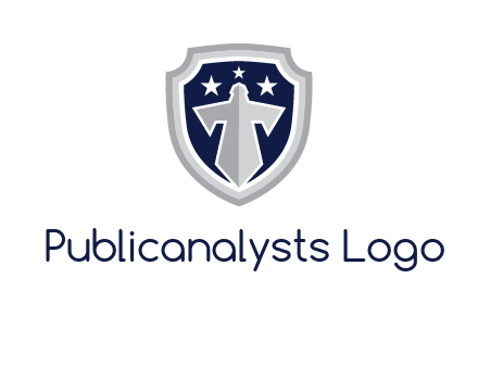 stars with sword in shield security logo
