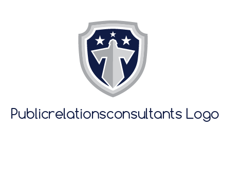 stars with sword in shield security logo