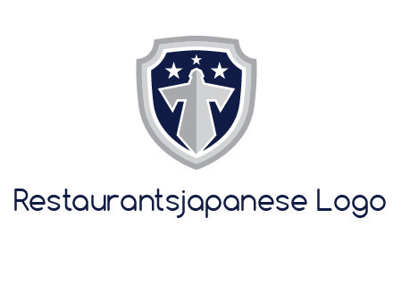 stars with sword in shield security logo