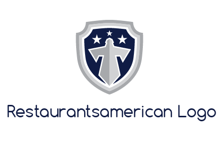 stars with sword in shield security logo