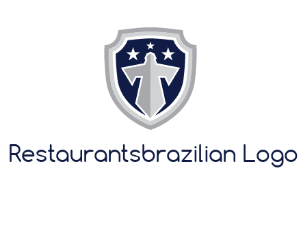 stars with sword in shield security logo