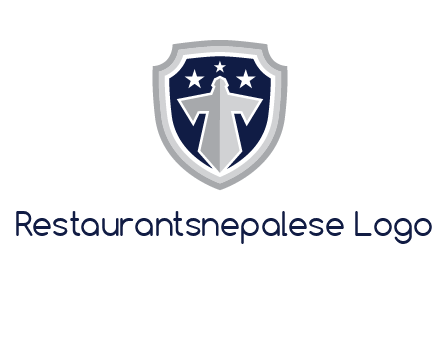 stars with sword in shield security logo