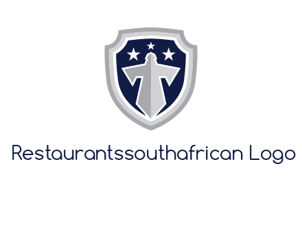 stars with sword in shield security logo