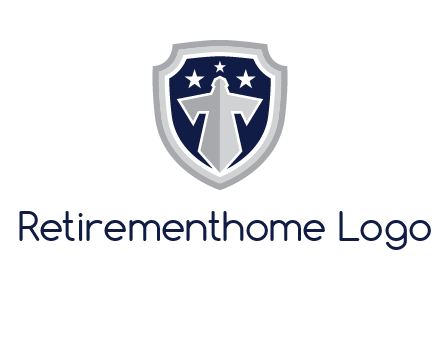 stars with sword in shield security logo