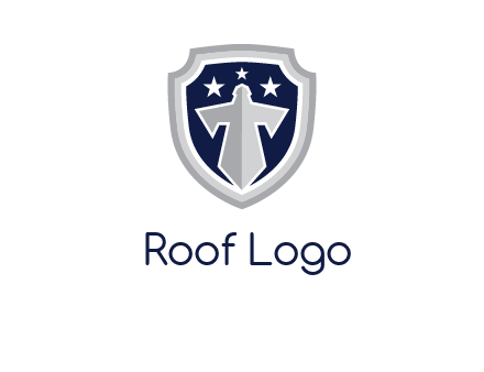 stars with sword in shield security logo