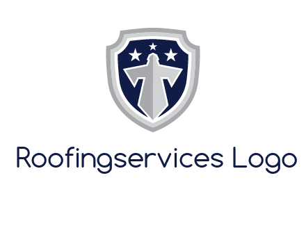 stars with sword in shield security logo